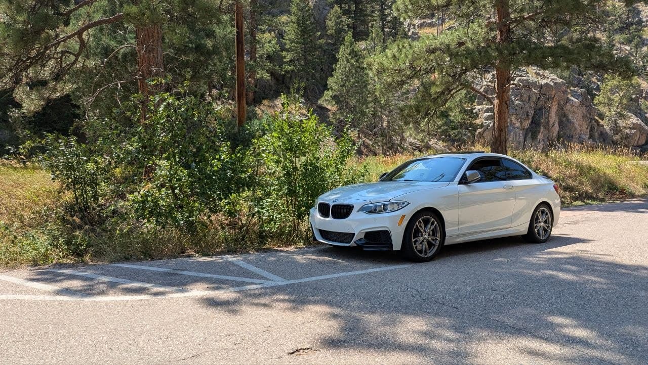 day_shu, 2016 bmw m235i xdrive at a mountain pull-off