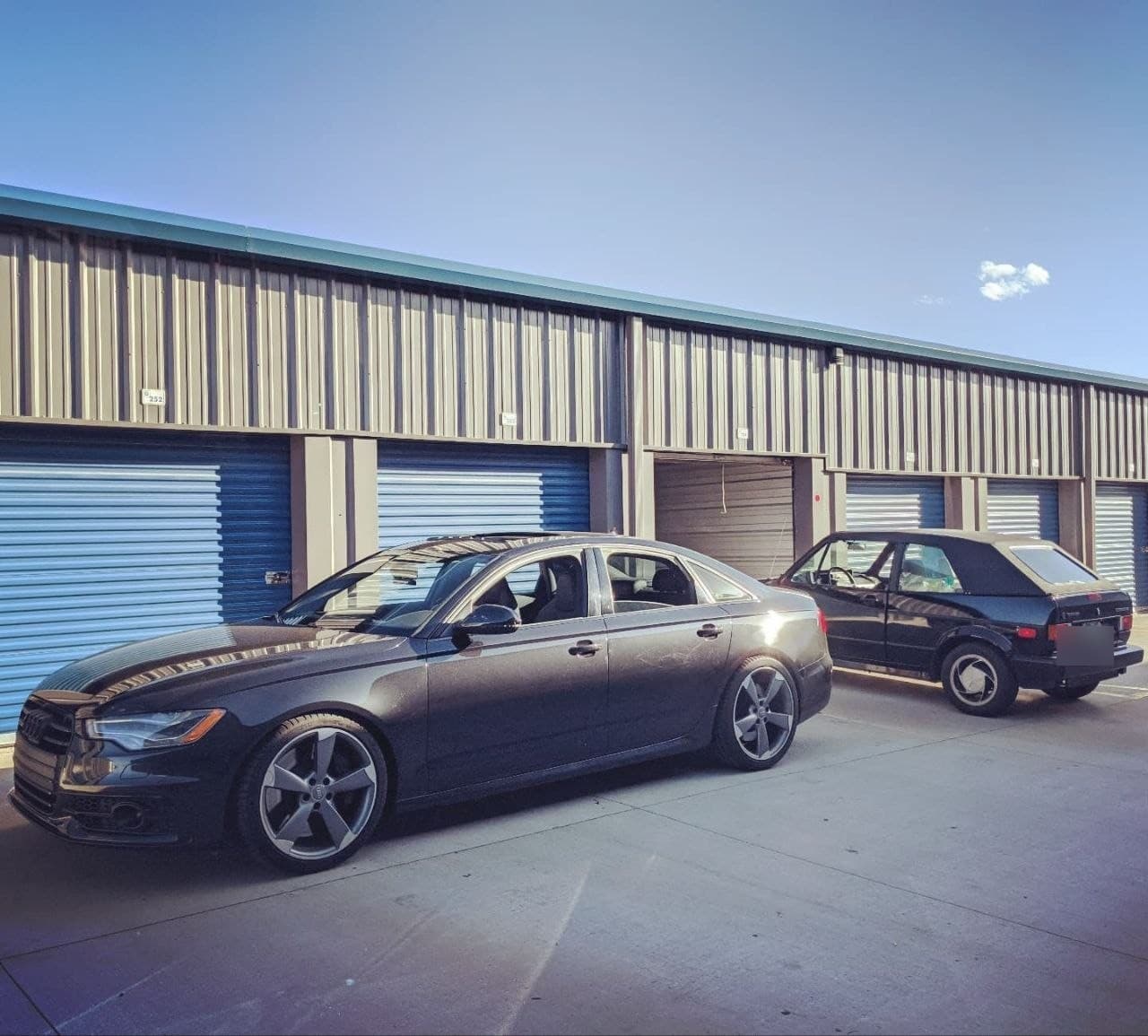 a6 and vw cabriolet at storage units